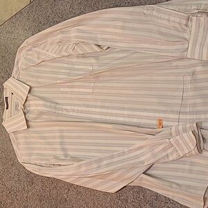 Stafford Men's Dress Shirt in Pink and White Stripes Size 17.5